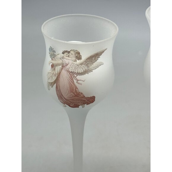 L. E. Smith Set of 3 Candle Votive Holders Baby & Angels Christmas Frosted Glass - Picture 9 of 10